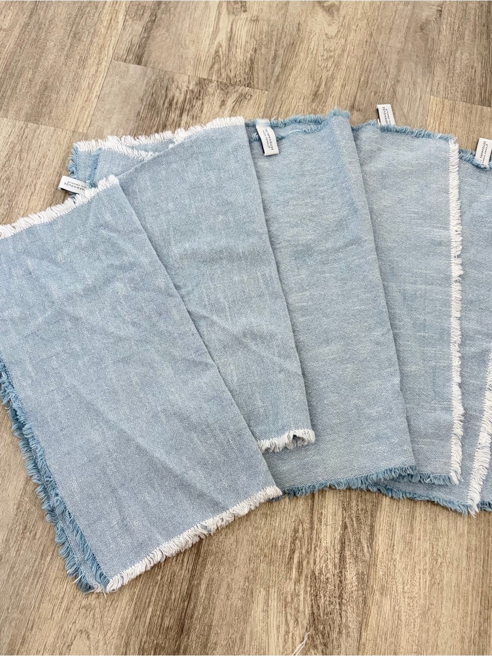 5 RACHEL ASHWELL COTTON NAPKINS THE FARMHOUSE Blue  Denim Cottage